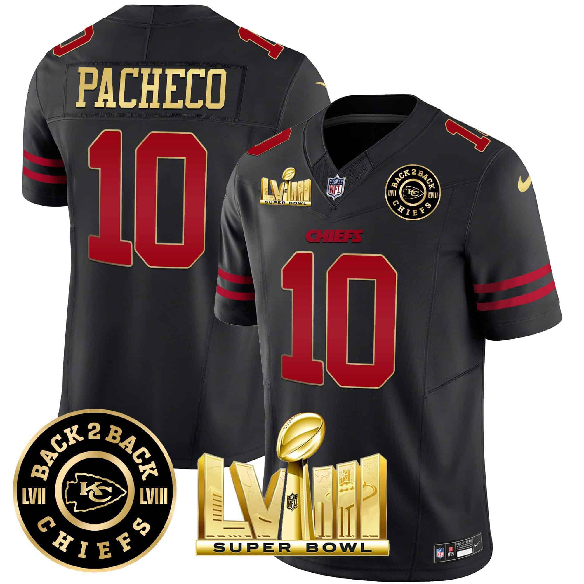 Men Kansas City Chiefs #10 Pacheco Black 2024 Nike Super Bowl LVIII & Back-2-Back Patch Vapor NFL Jersey style 1->indianapolis colts->NFL Jersey